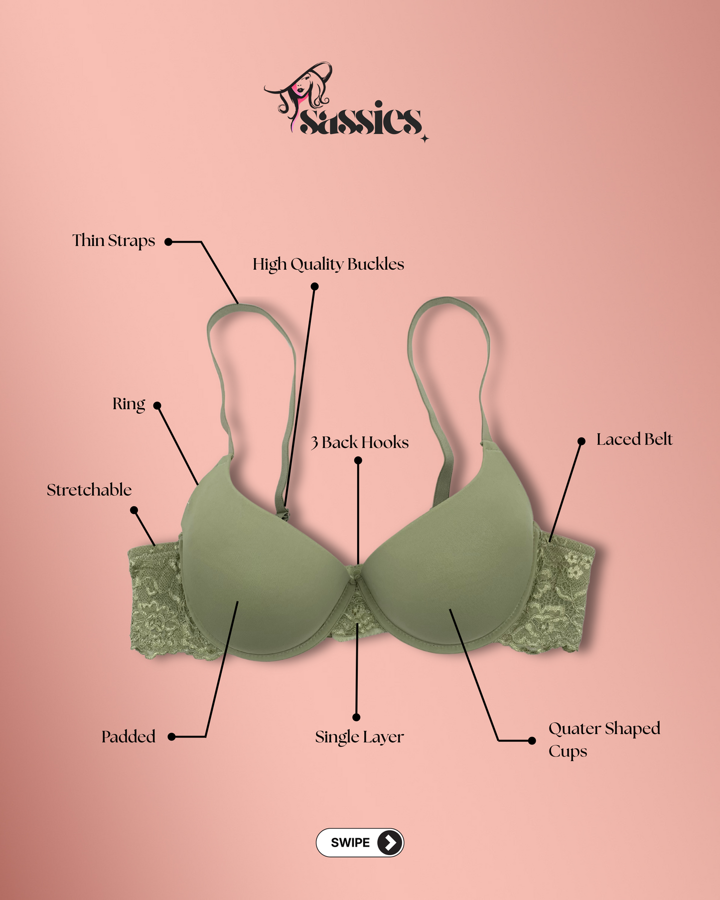 Quarter Shape Laced Bra
