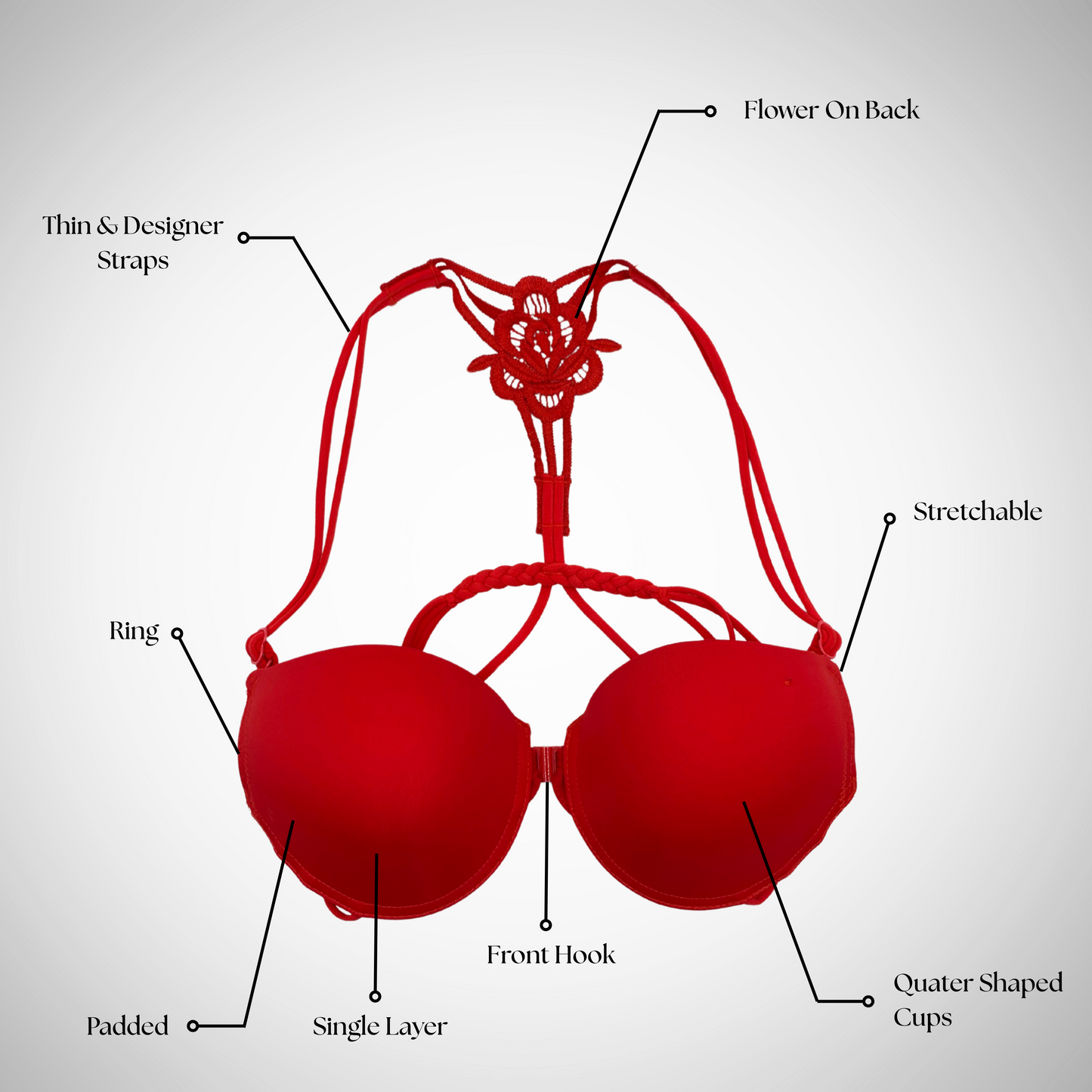 Floral Back Push-Up Bra