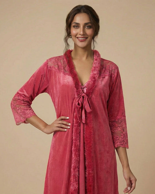 3-Piece Bridal Nightwear Set with Robe