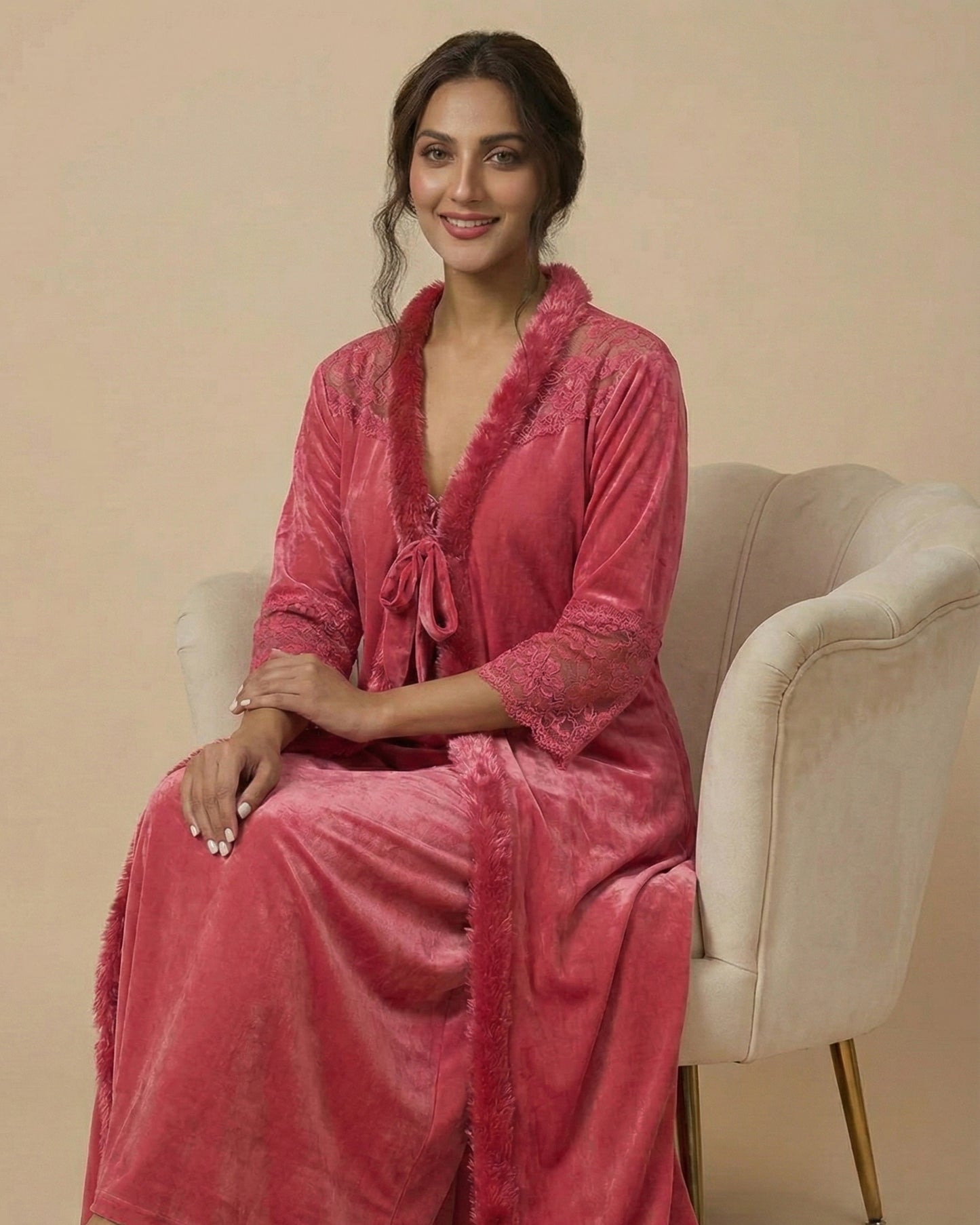 3-Piece Bridal Nightwear Set with Robe