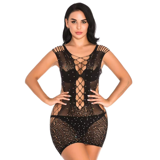 Lattice Chemise with Lace-Up Front