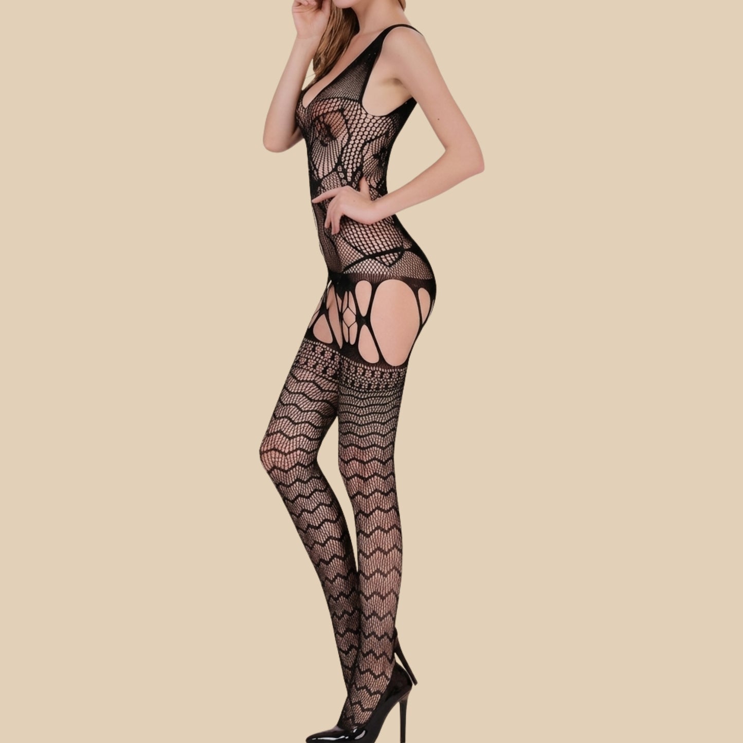 Botanical Suspender-Style Body Stocking
