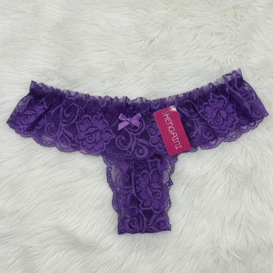 Floral Lace Thong – Soft Stretch Elastic Design
