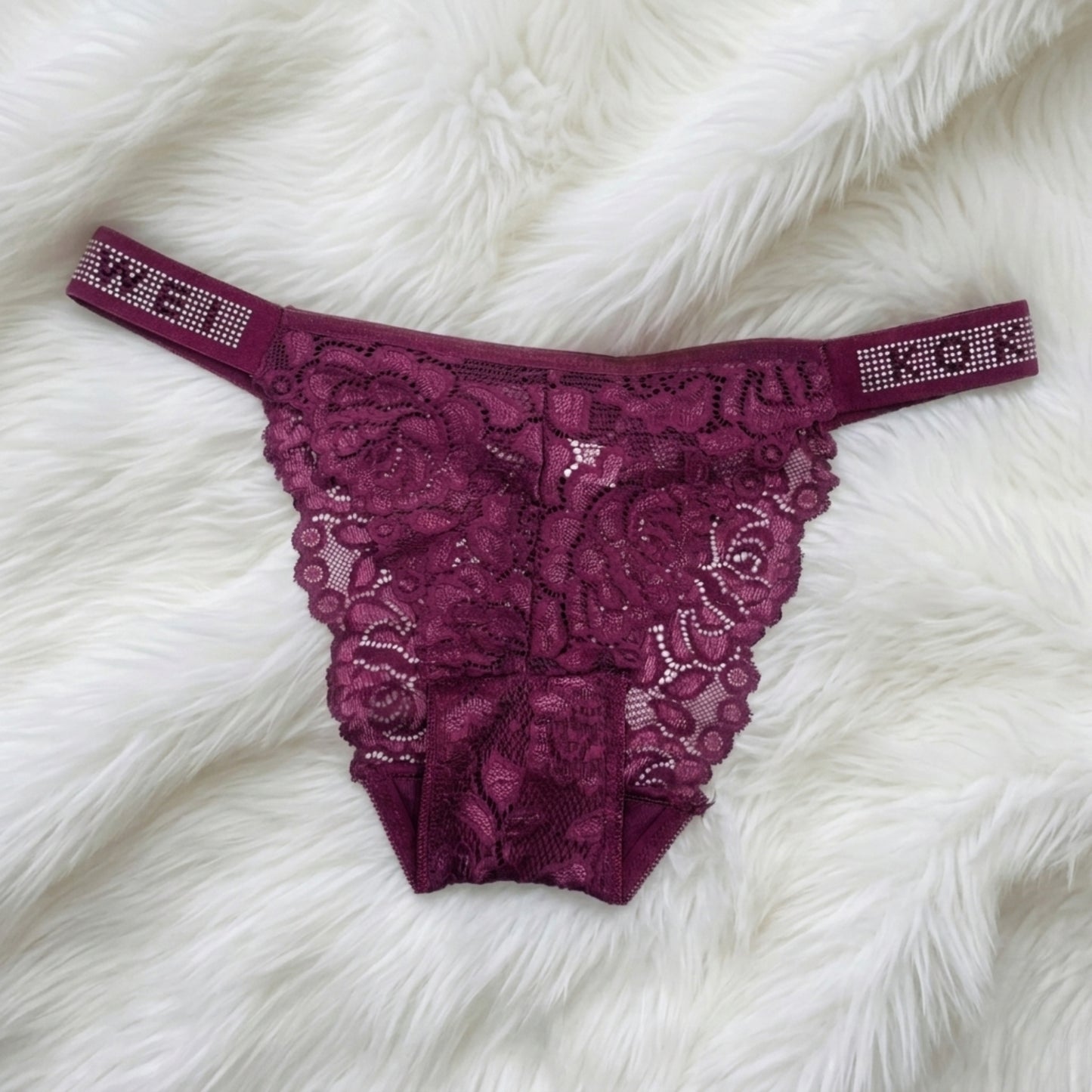 Ruby Thong Panty with Rhinestone Elastic
