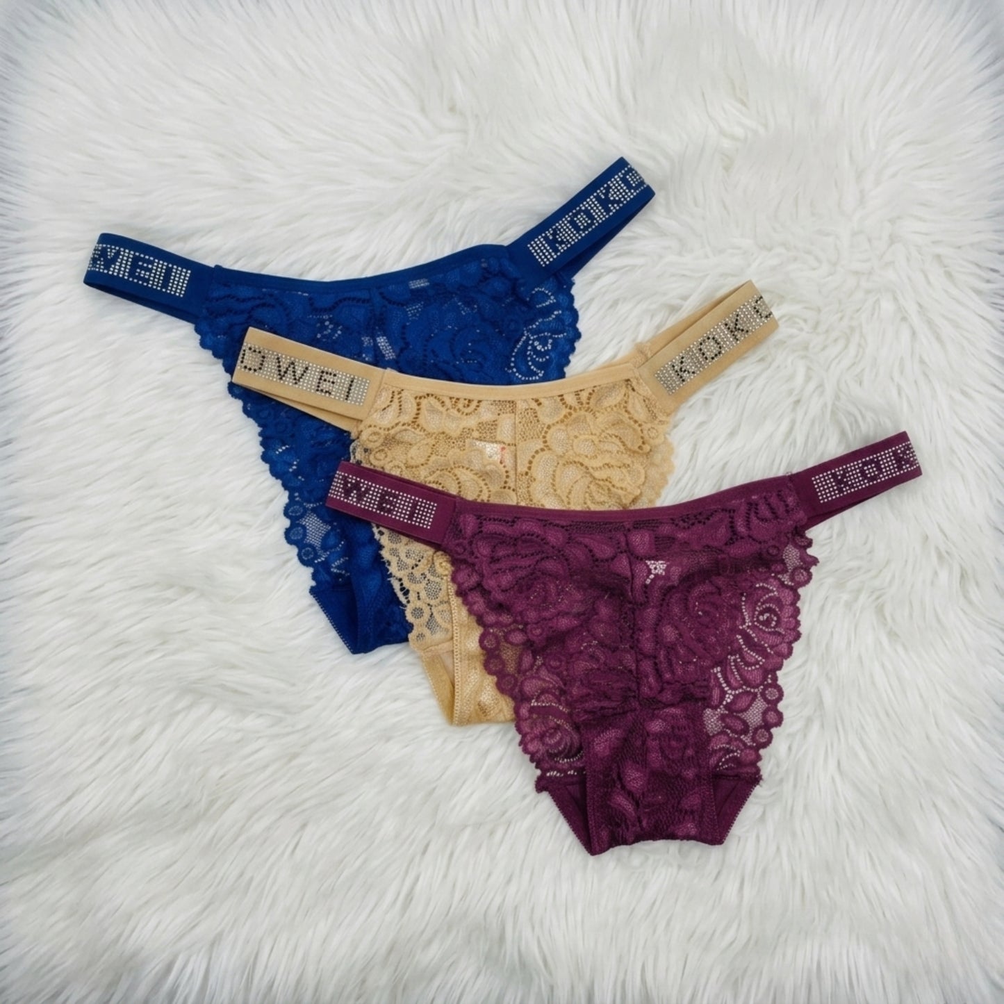Ruby Thong Panty with Rhinestone Elastic