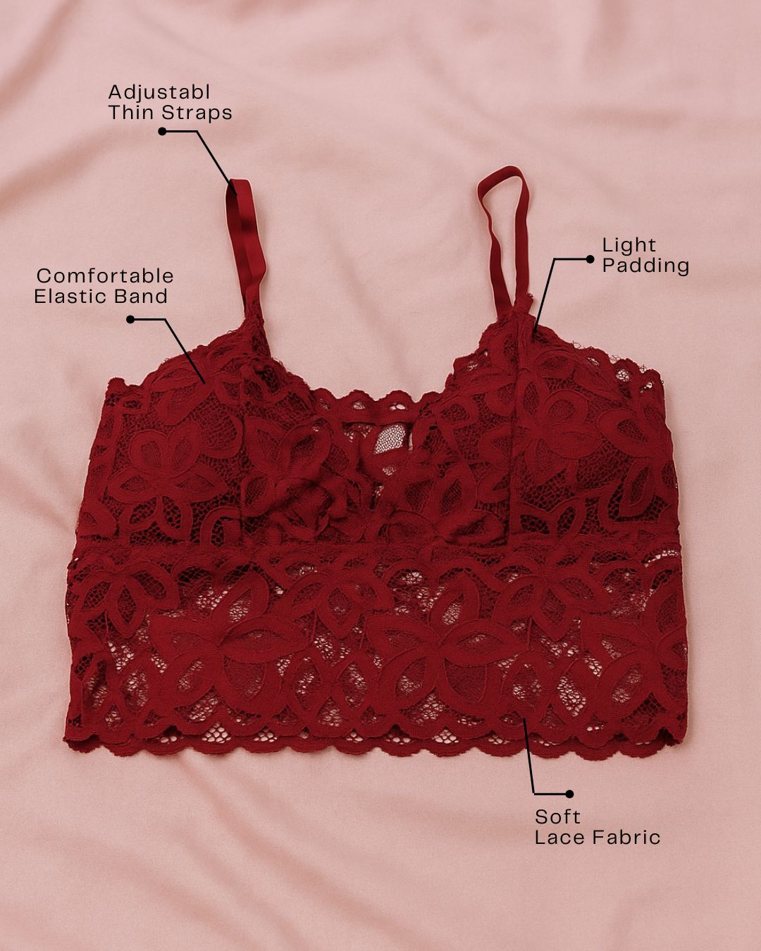 Lightly Padded Lace Bralette