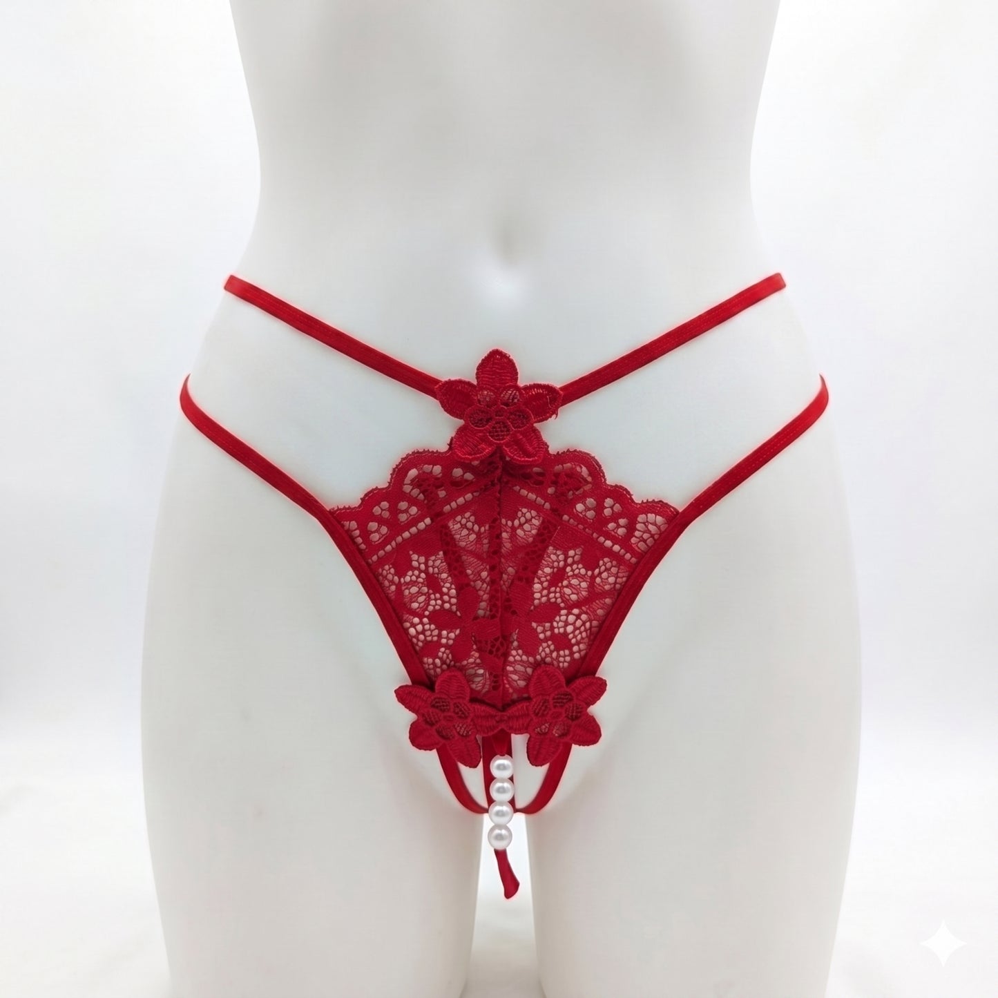 Floral Lace Pearl Thong