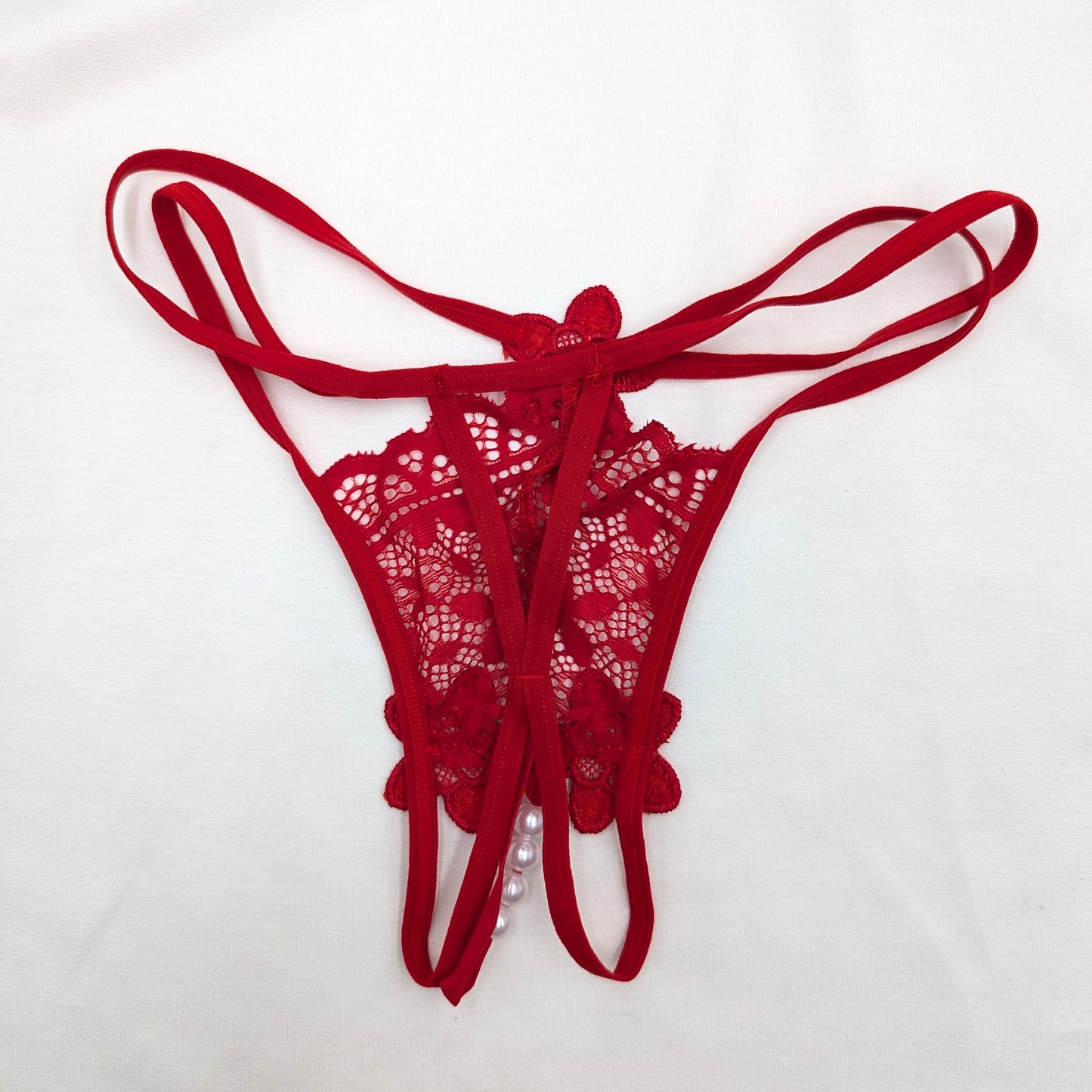 Floral Lace Pearl Thong