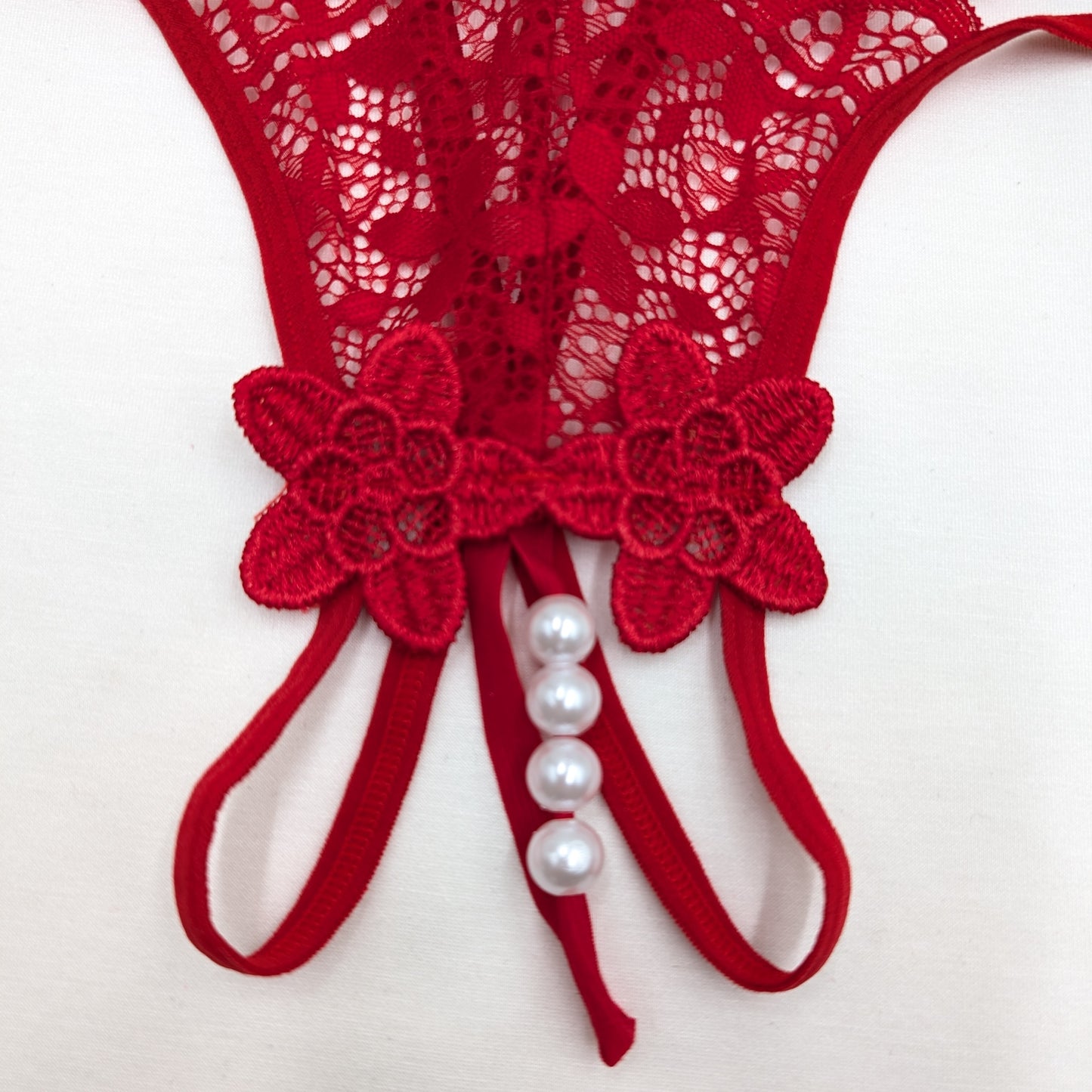 Floral Lace Pearl Thong