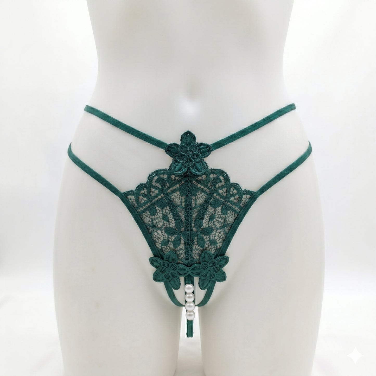 Floral Lace Pearl Thong