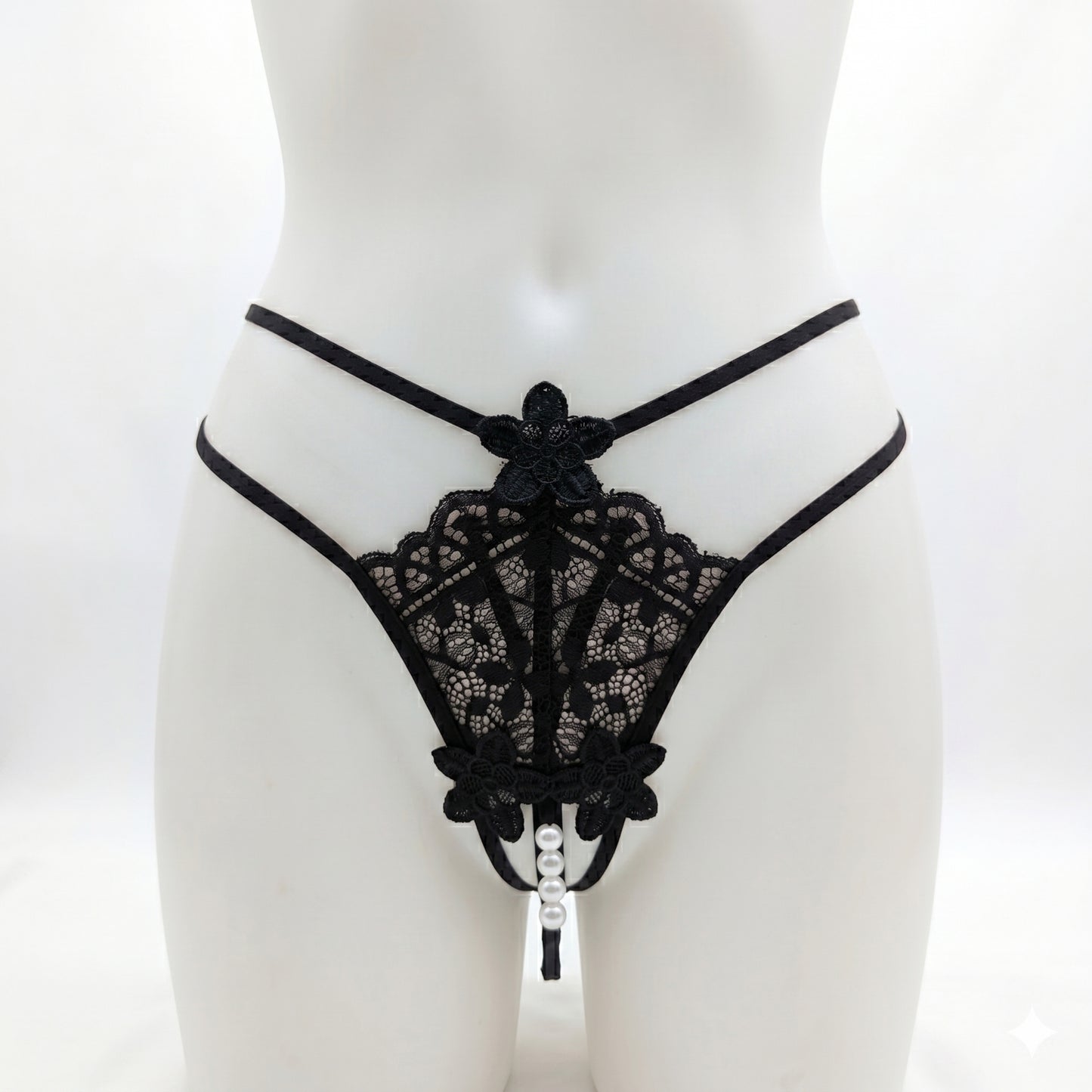 Floral Lace Pearl Thong