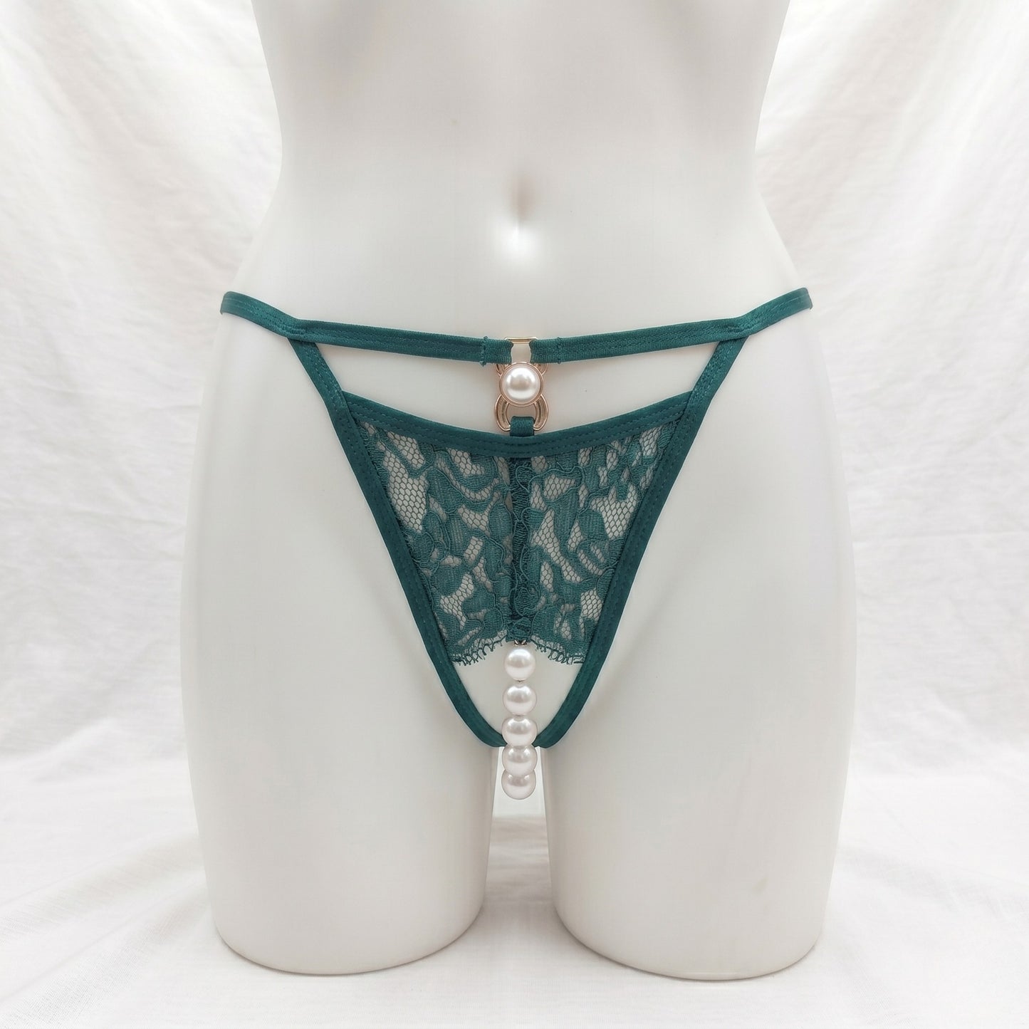 Pearl Strap Lace Thong