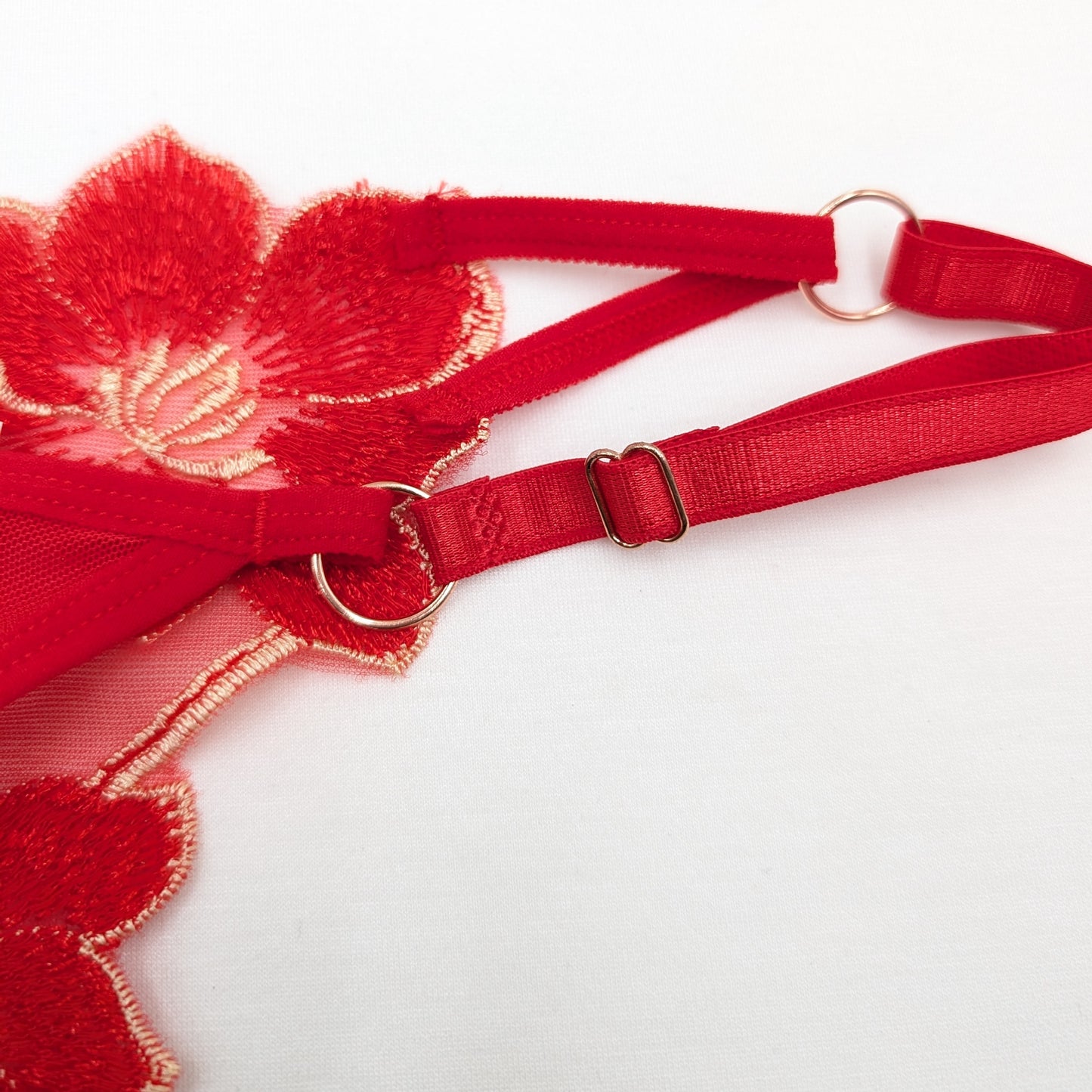 Floral Embroidered Sheer Thong