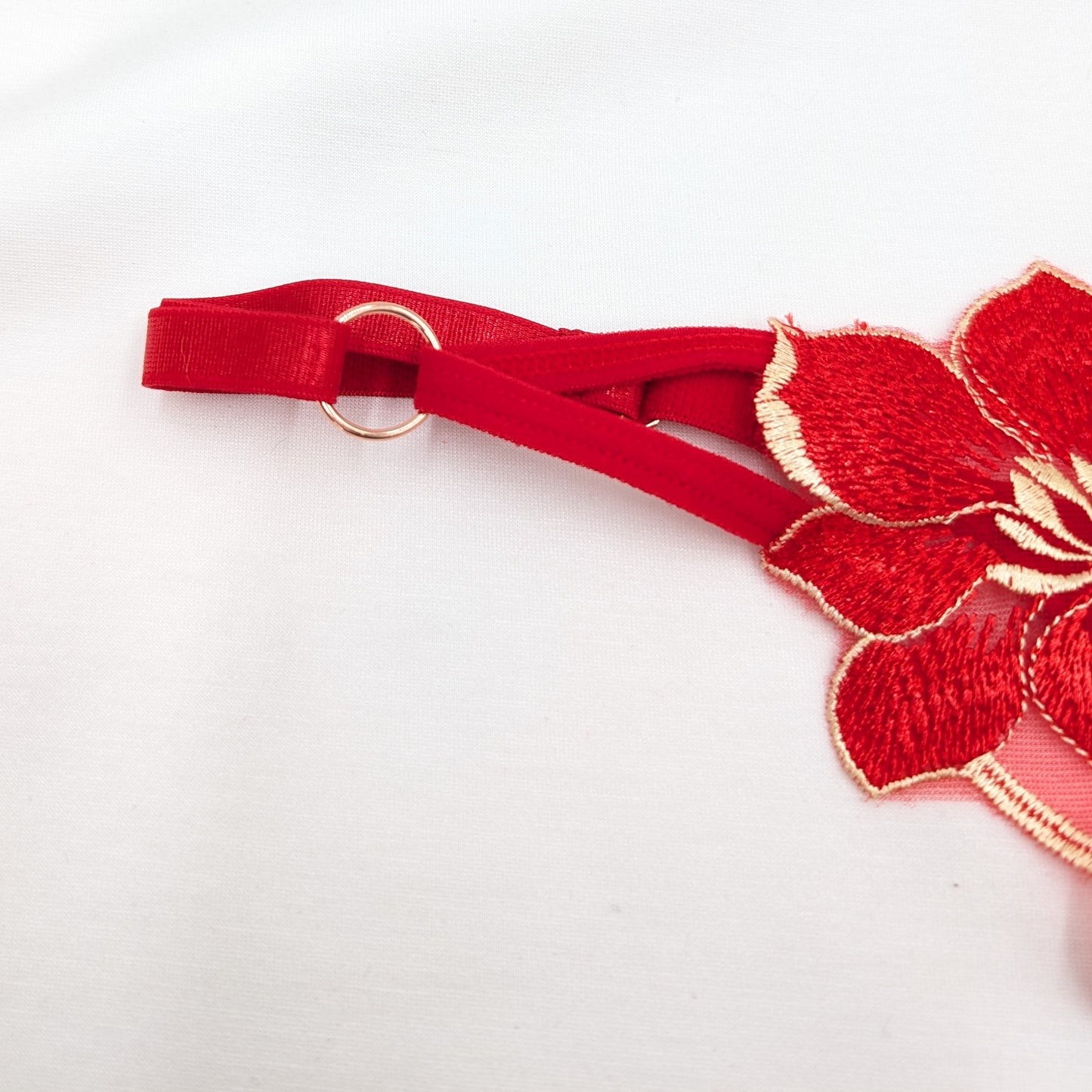 Floral Embroidered Sheer Thong