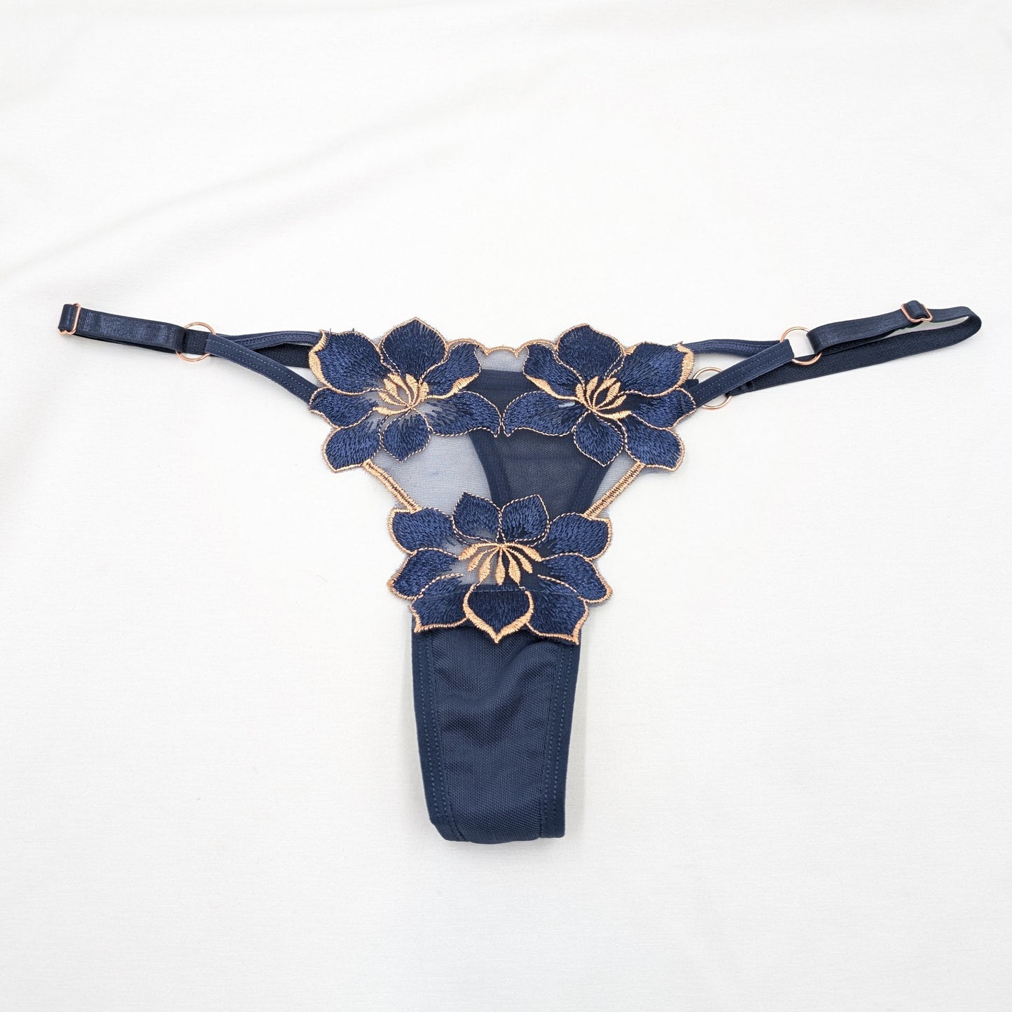 Floral Embroidered Sheer Thong