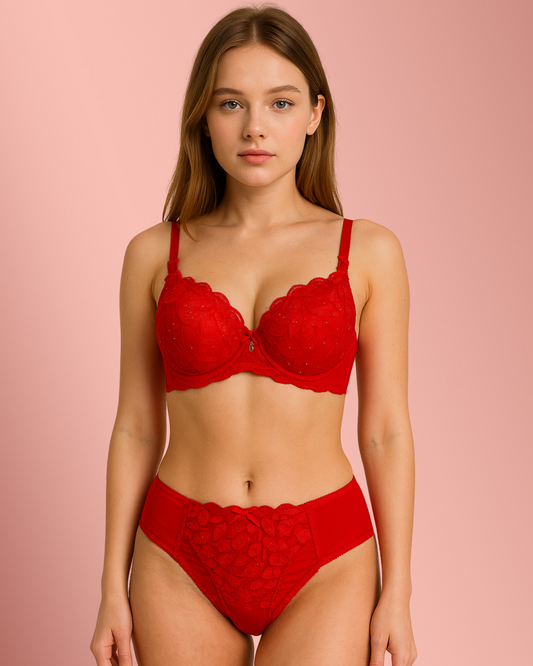 Embroidered Bra and Pantie Set